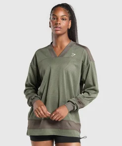 DAMES Gymshark T-shirts*Mesh Long Sleeve Varsity Top