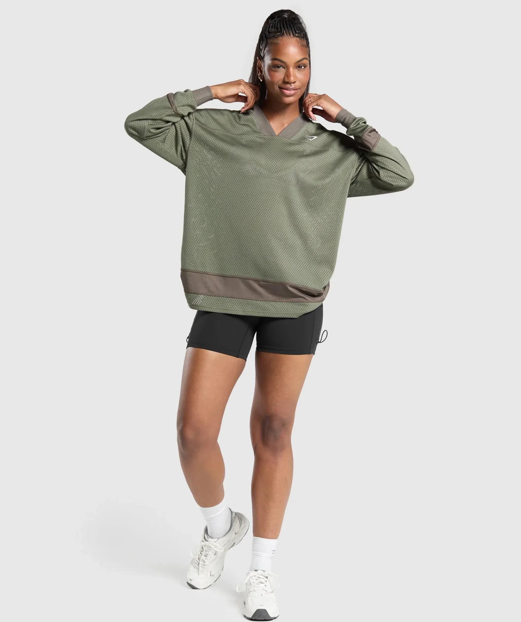 DAMES Gymshark T-shirts*Mesh Long Sleeve Varsity Top