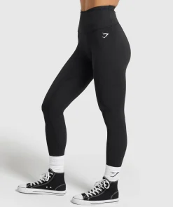 DAMES Gymshark Leggings|Zwarte Leggings*Mesh Waistband Leggings