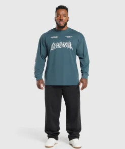 Heren Gymshark T-shirts*Metal Lifting Graphic Long Sleeve T-Shirt