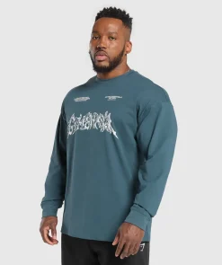 Heren Gymshark T-shirts*Metal Lifting Graphic Long Sleeve T-Shirt