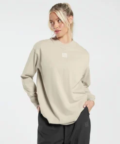 DAMES Gymshark T-shirts*Monogram Oversized Long Sleeve Top