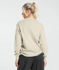 DAMES Gymshark T-shirts*Monogram Oversized Long Sleeve Top