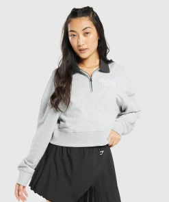 DAMES Gymshark Hoodies & Truien*Outline Graphic Oversized 1/4 Zip Pullover