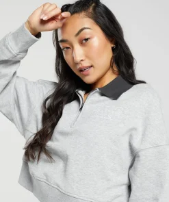 DAMES Gymshark Hoodies & Truien*Outline Graphic Oversized 1/4 Zip Pullover
