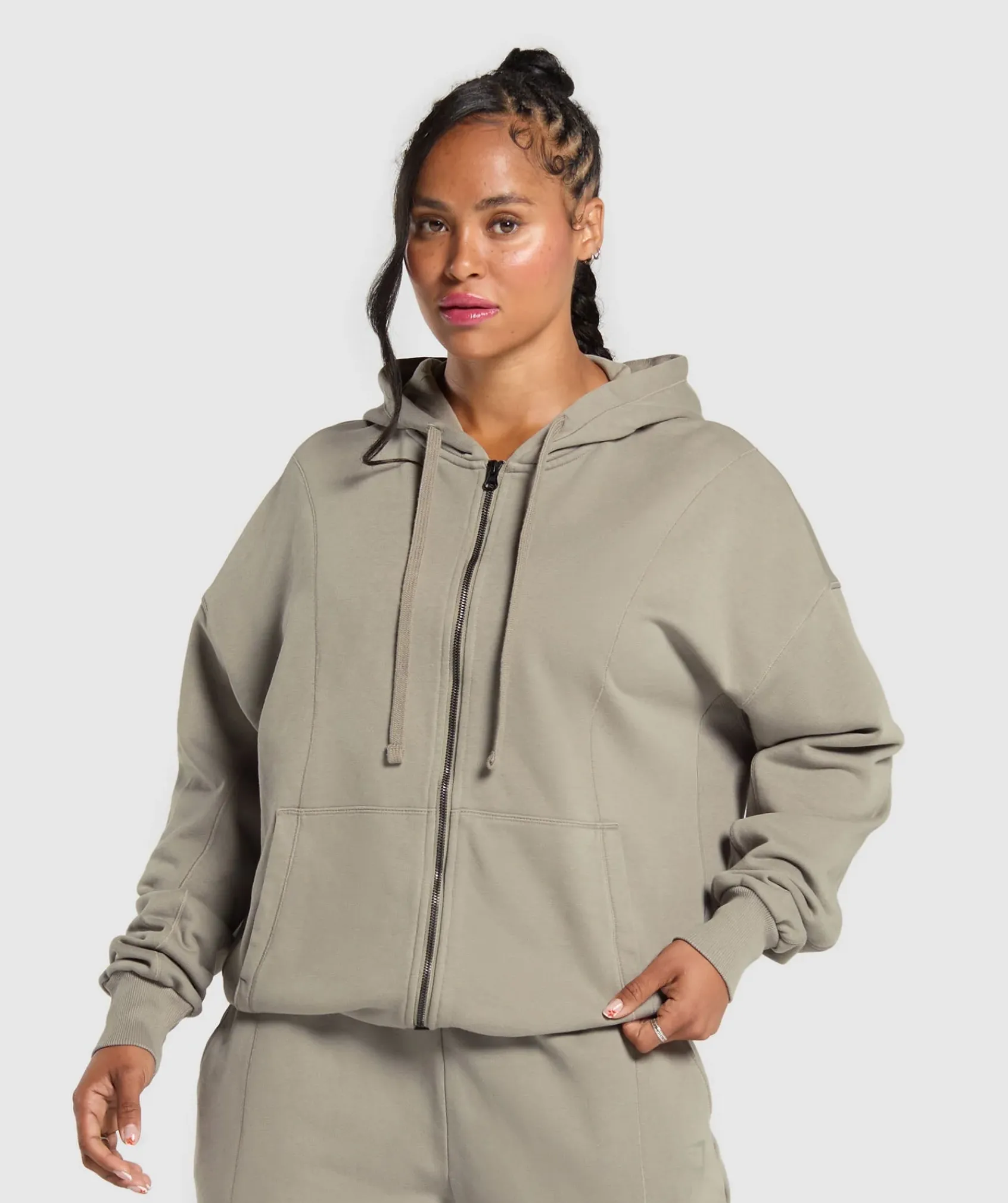 DAMES Gymshark Bedekkende Sportkleding|Sportjacks*Power Oversized Zip Hoodie
