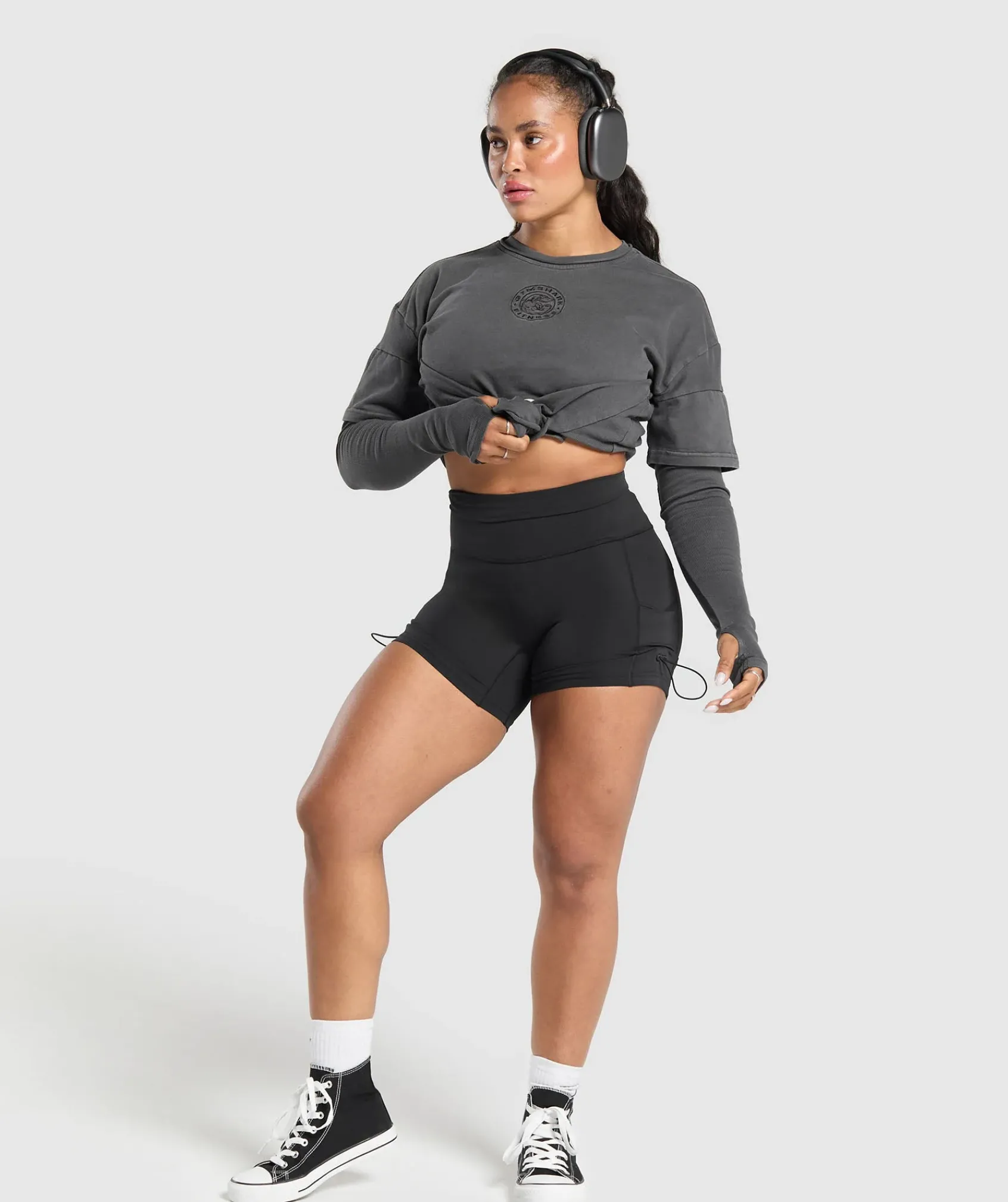 DAMES Gymshark Bedekkende Sportkleding|T-shirts*Premium Legacy Washed 2-in-1 Long Sleeve