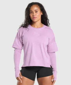 DAMES Gymshark Bedekkende Sportkleding|T-shirts*Premium Legacy Washed 2-in-1 Long Sleeve