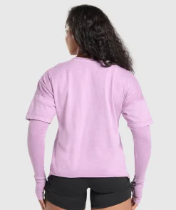 DAMES Gymshark Bedekkende Sportkleding|T-shirts*Premium Legacy Washed 2-in-1 Long Sleeve