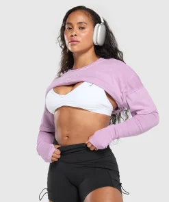 DAMES Gymshark Bedekkende Sportkleding|T-shirts*Premium Legacy Washed 2-in-1 Long Sleeve