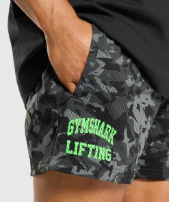 Heren Gymshark Shorts*Printed Lifting Mesh 5" Shorts