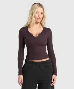 DAMES Gymshark Croptops*Rib Long Sleeve Top