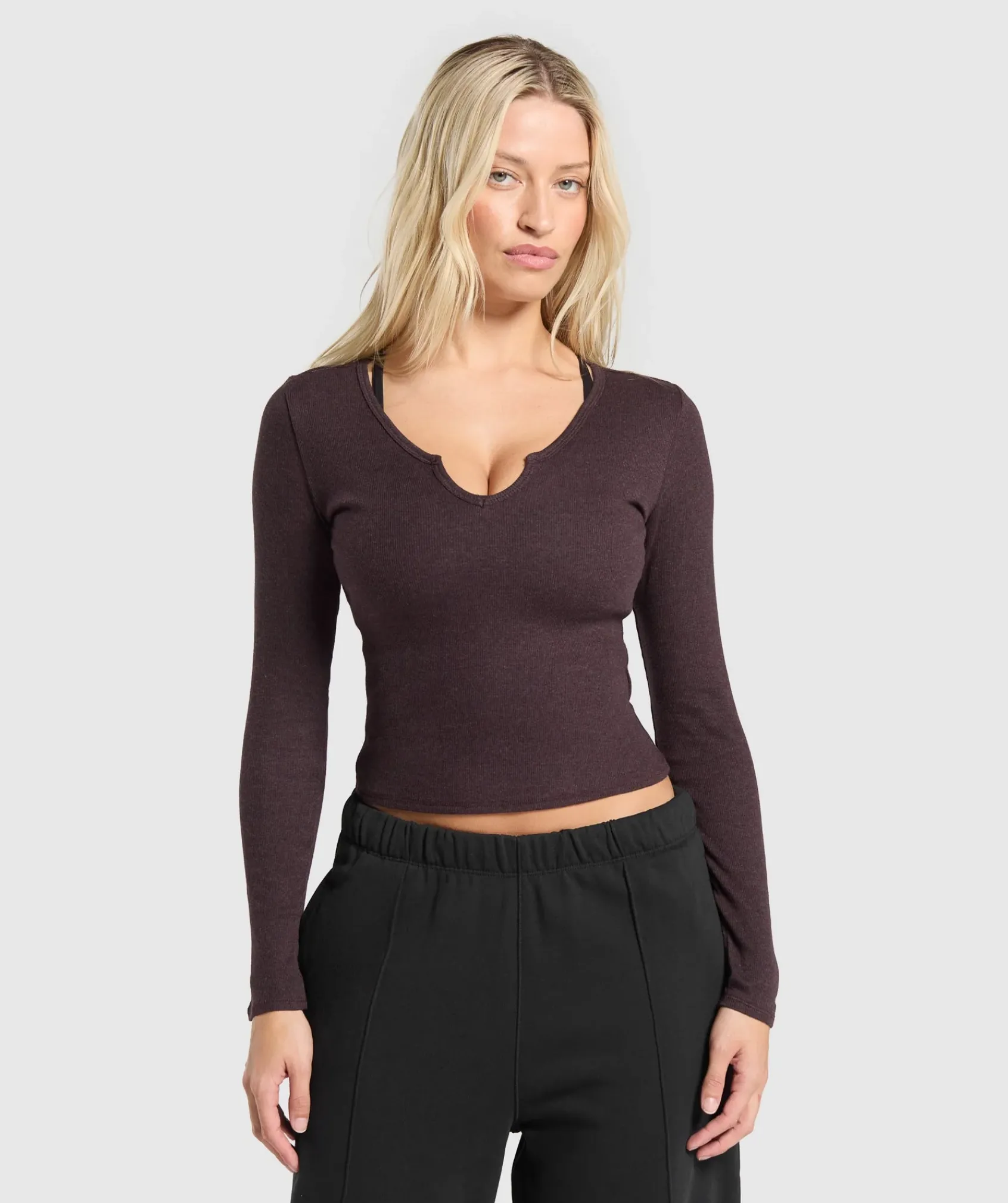 DAMES Gymshark Croptops*Rib Long Sleeve Top