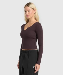 DAMES Gymshark Croptops*Rib Long Sleeve Top