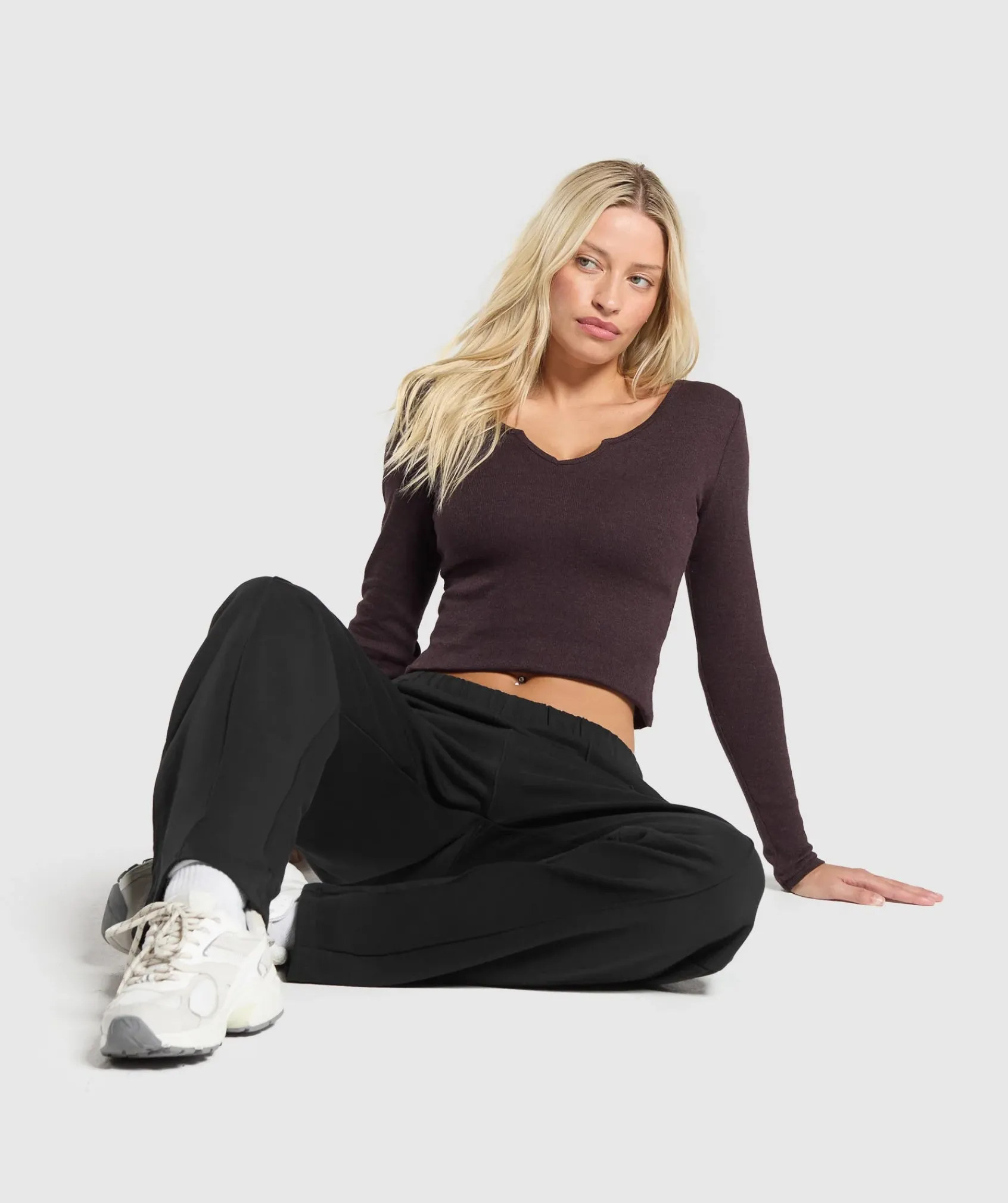 DAMES Gymshark Croptops*Rib Long Sleeve Top