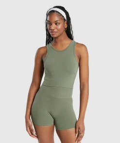 DAMES Gymshark Croptops|T-shirts*Ribbed Cotton Seamless Body Fit Tank