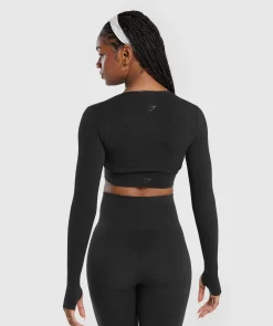 DAMES Gymshark T-shirts*Ribbed Cotton Seamless Shrug