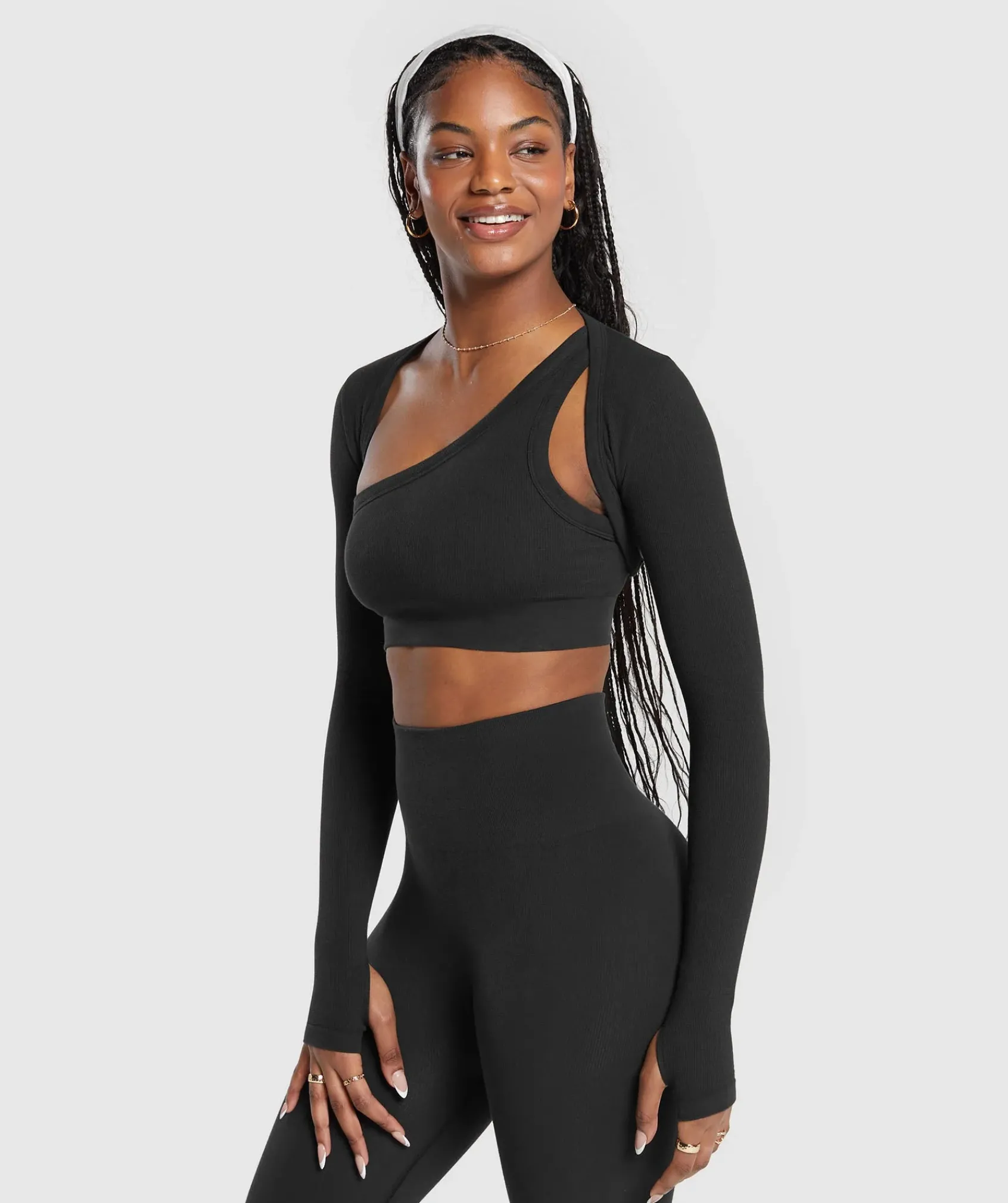 DAMES Gymshark T-shirts*Ribbed Cotton Seamless Shrug