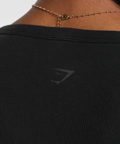 DAMES Gymshark T-shirts*Ribbed Cotton Seamless Shrug