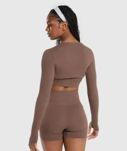 DAMES Gymshark T-shirts*Ribbed Cotton Seamless Shrug