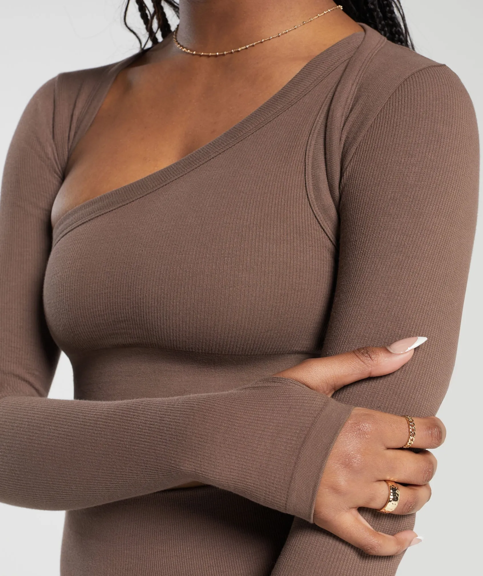 DAMES Gymshark T-shirts*Ribbed Cotton Seamless Shrug