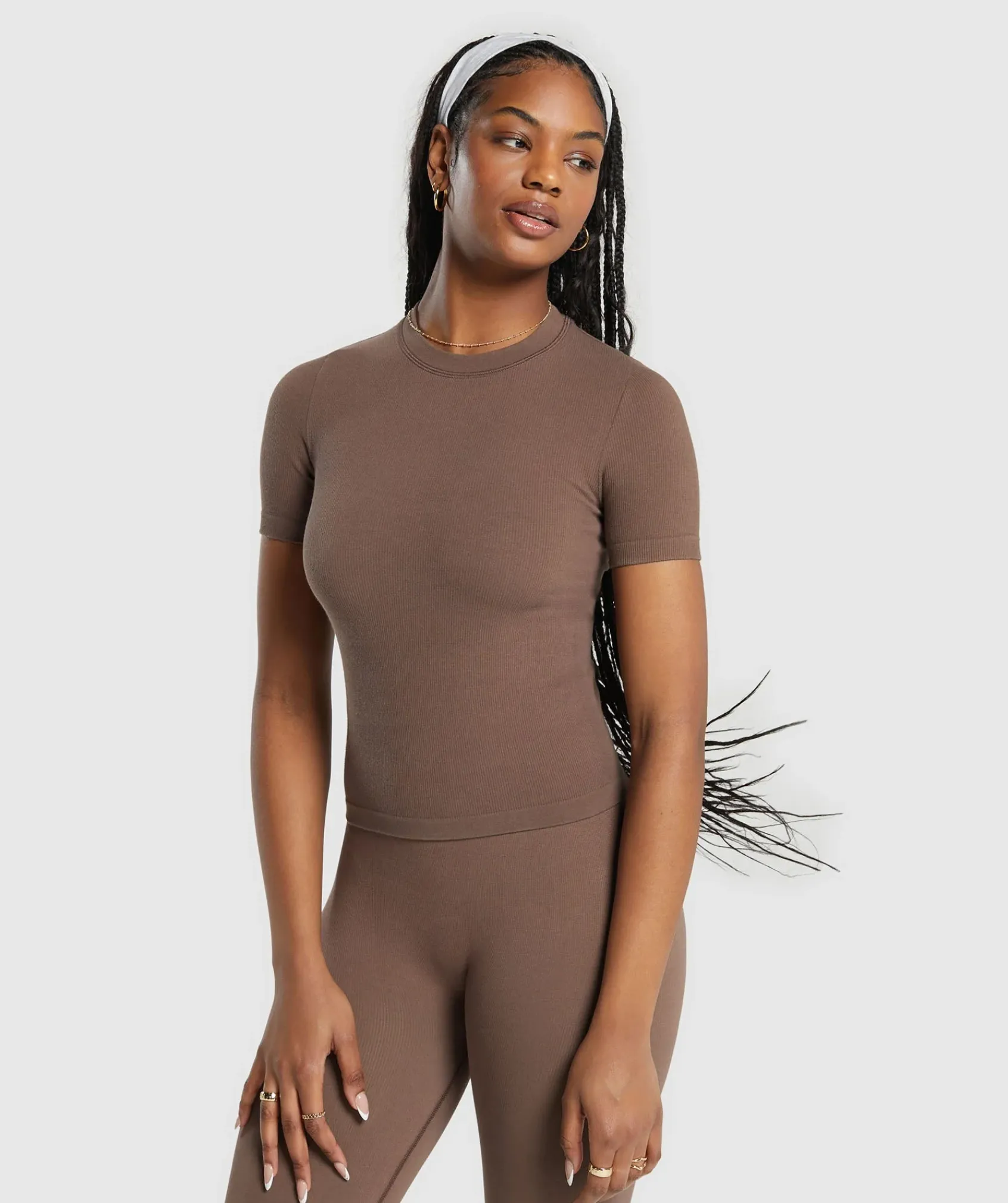 DAMES Gymshark T-shirts*Ribbed Cotton Seamless T-Shirt