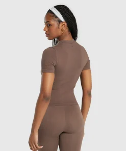 DAMES Gymshark T-shirts*Ribbed Cotton Seamless T-Shirt