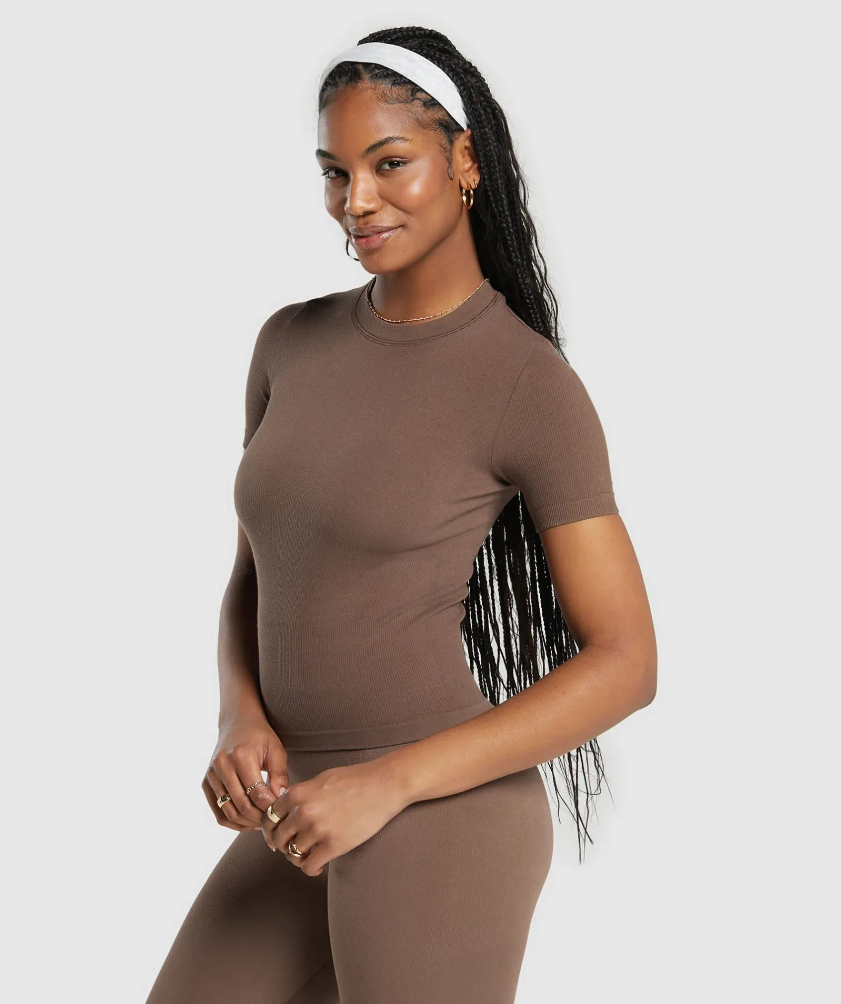 DAMES Gymshark T-shirts*Ribbed Cotton Seamless T-Shirt