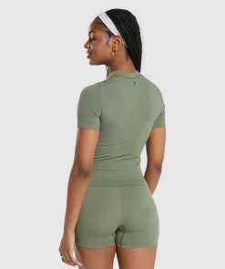 DAMES Gymshark T-shirts*Ribbed Cotton Seamless T-Shirt