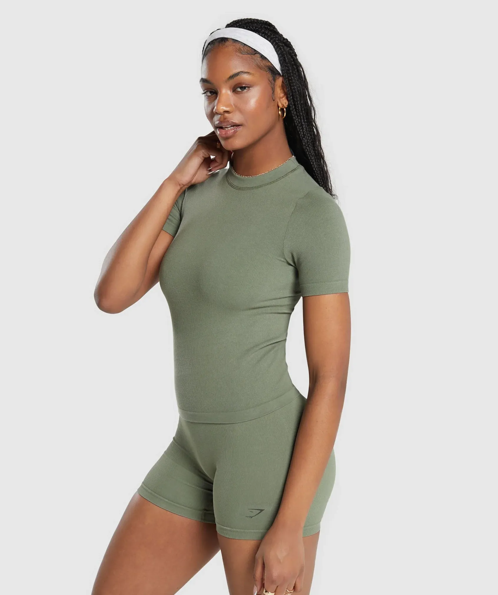 DAMES Gymshark T-shirts*Ribbed Cotton Seamless T-Shirt