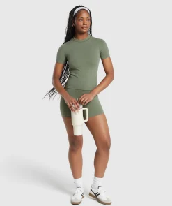 DAMES Gymshark T-shirts*Ribbed Cotton Seamless T-Shirt