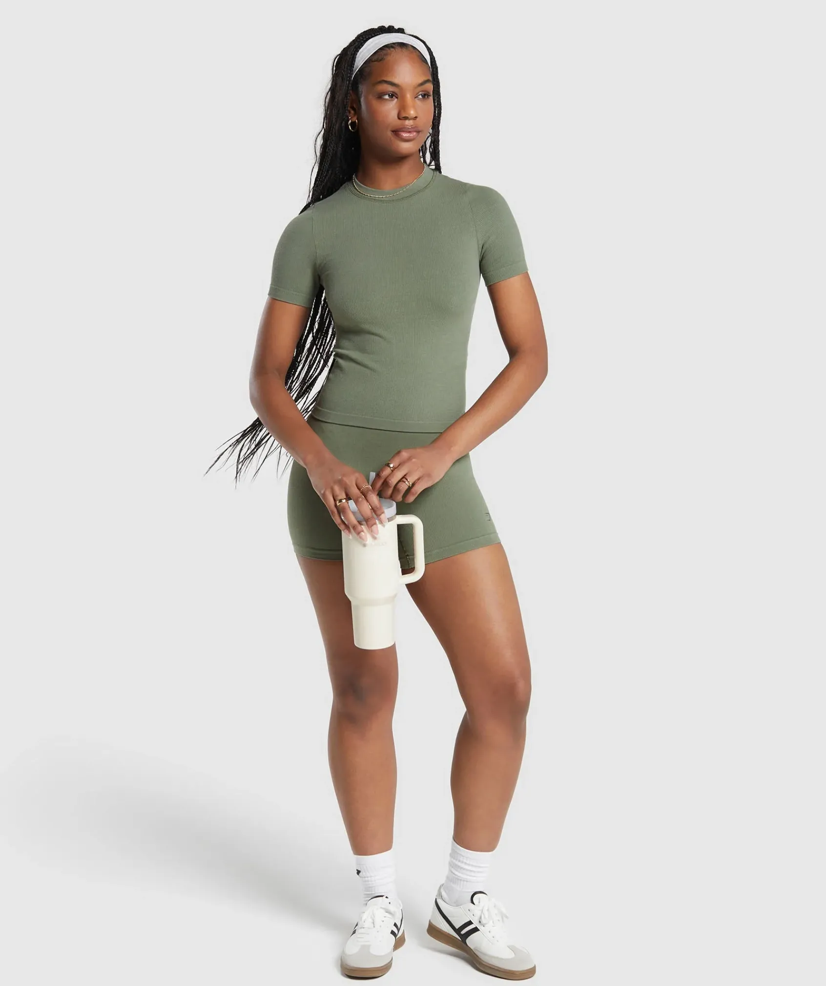 DAMES Gymshark T-shirts*Ribbed Cotton Seamless T-Shirt