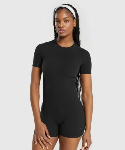 DAMES Gymshark T-shirts*Ribbed Cotton Seamless T-Shirt
