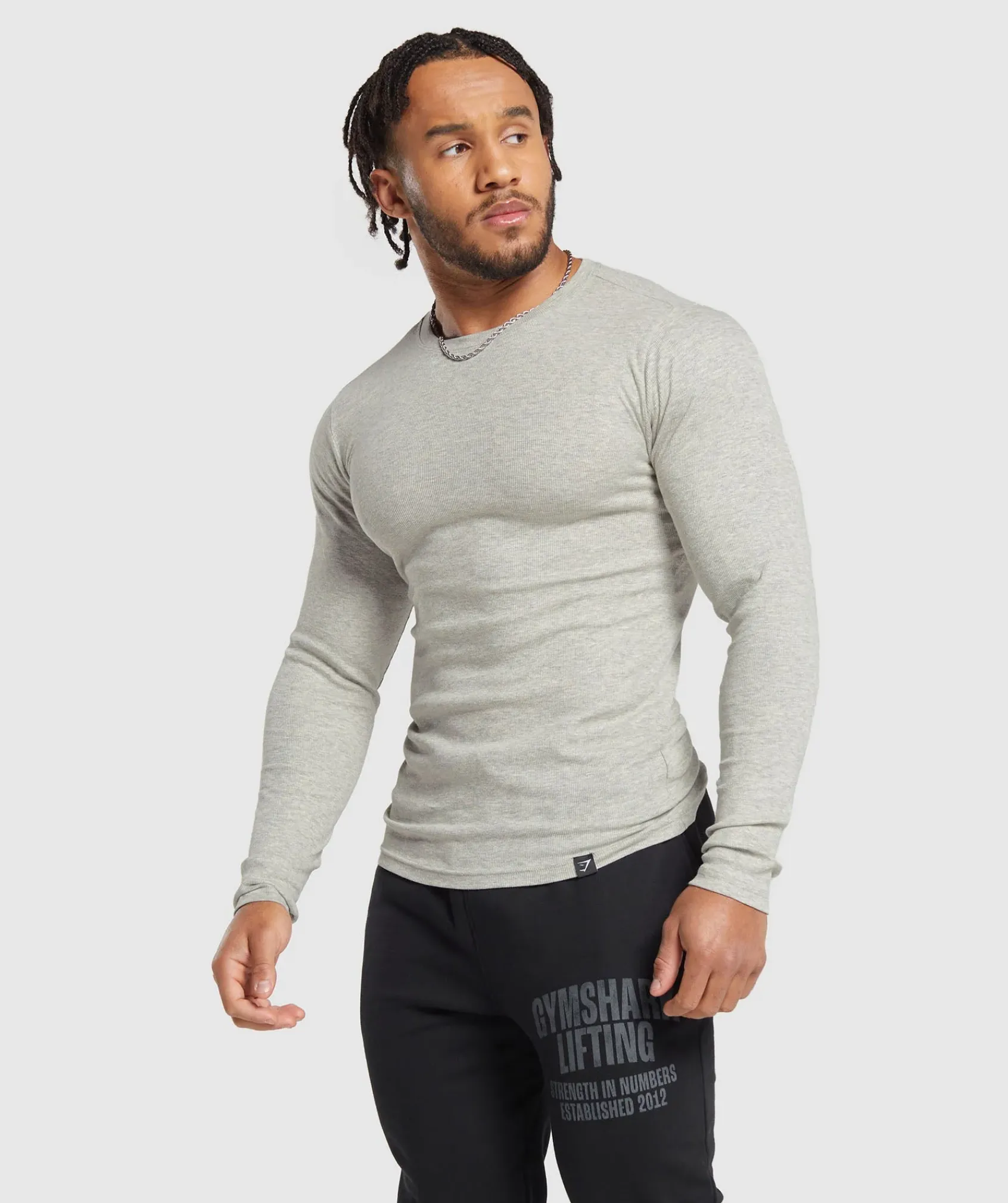 Heren Gymshark T-shirts*Ribbed Long Sleeve T-Shirt