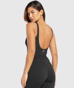 DAMES Gymshark Croptops|Tanktops*Scoop Back Crop Tank- Black