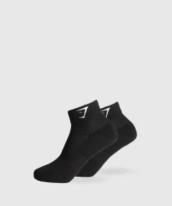 Gymshark Sportsokken|Enkelsokken*Sharkhead Embroidered Quarter Socks 2pk