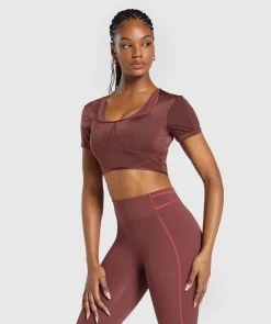 DAMES Gymshark Croptops|T-shirts*Stitch Feature Crop Top