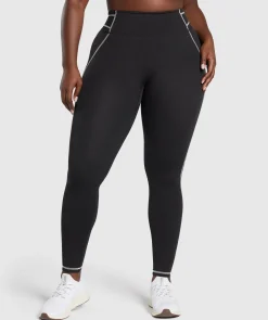 DAMES Gymshark Leggings|Zwarte Leggings*Stitch Feature Leggings