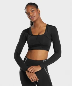 DAMES Gymshark Croptops|T-shirts*Stitch Feature Long Sleeve Crop Top