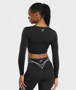 DAMES Gymshark Croptops|T-shirts*Stitch Feature Long Sleeve Crop Top