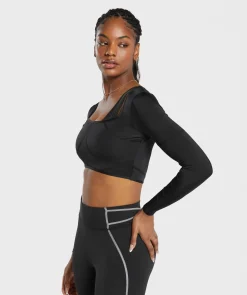 DAMES Gymshark Croptops|T-shirts*Stitch Feature Long Sleeve Crop Top