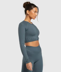 DAMES Gymshark Croptops|T-shirts*Sweat Seamless Long Sleeve Zip Crop Top