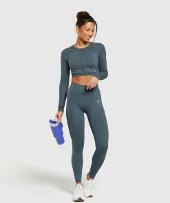 DAMES Gymshark Croptops|T-shirts*Sweat Seamless Long Sleeve Zip Crop Top