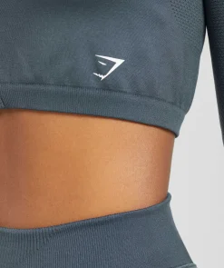 DAMES Gymshark Croptops|T-shirts*Sweat Seamless Long Sleeve Zip Crop Top