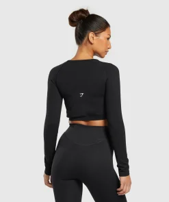 DAMES Gymshark Croptops|T-shirts*Sweat Seamless Long Sleeve Zip Crop Top