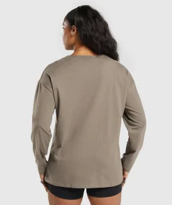 DAMES Gymshark T-shirts*Training Oversized Cotton Long Sleeve Top