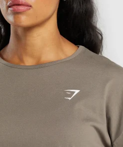 DAMES Gymshark T-shirts*Training Oversized Cotton Long Sleeve Top
