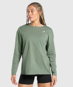DAMES Gymshark T-shirts*Training Oversized Cotton Long Sleeve Top