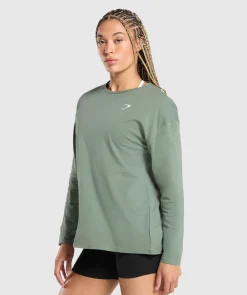 DAMES Gymshark T-shirts*Training Oversized Cotton Long Sleeve Top