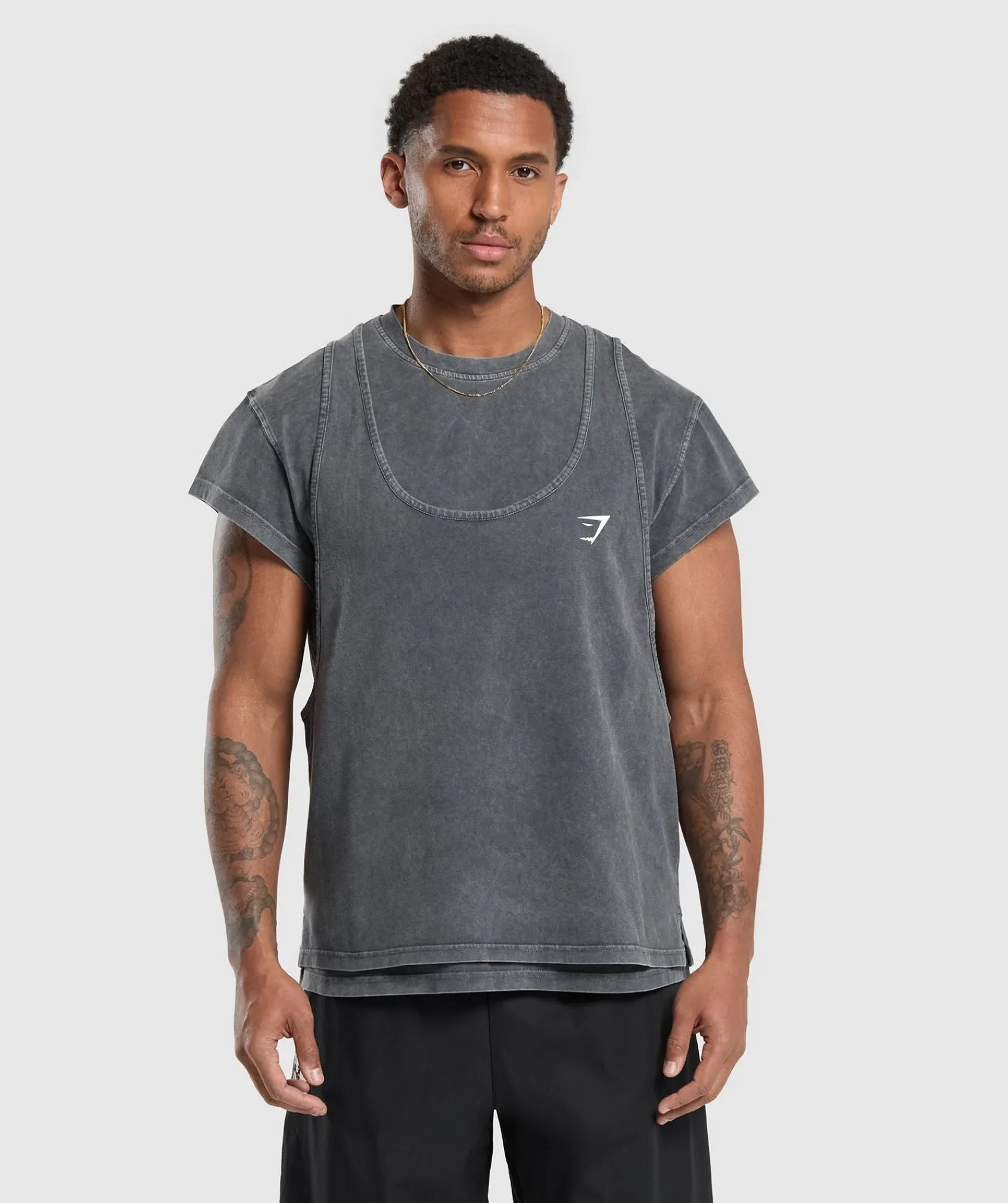Heren Gymshark T-shirts*Washed Double Layer T-Shirt